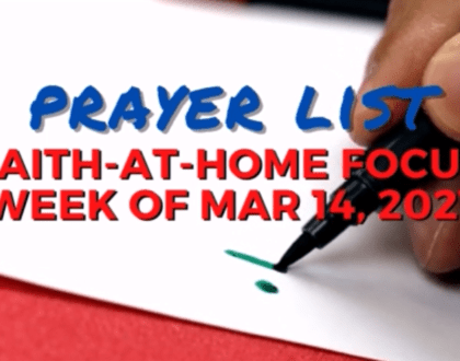 Prayer list: Faith-at-Home Focus, week of Mar. 14, 2021